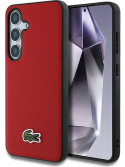 Lacoste Iconic Petit Pique Woven Logo MagSafe Θήκη για Samsung Galaxy S25 Red (LCHMS25SPVCR)