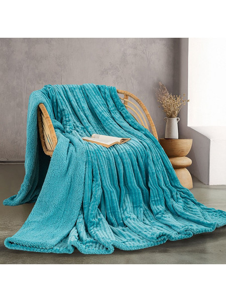 Κουβέρτα Fleece με Σέρπα Υπέρδιπλη 220X240 Rythmos Jollein Τυρκουαζ (220x240)