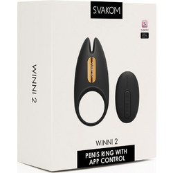 Svakom Winni 2 9cm Ελαστικό Δαχτυλίδι Πέους Σιλικόνης με Δόνηση 4.6cm Μαύρο
