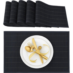 Σουπλά Relaxdays Set of 6 Rectangular Bamboo Placemats από Μπαμπού 45 x 30 cm 6 Τεμάχια - Black (10020505_46)