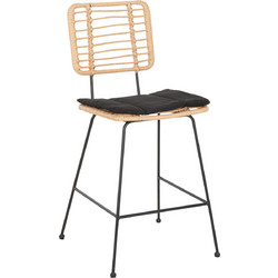 ΣΚΑΜΠΟ ΜΕΣ.ΥΨΟΥΣ ALLEGRA HM5644.11 ΜΕΤΑΛΛΟ&ΜΑΞΙΛΑΡΙ ΜΑΥΡΟ-WICKER ΜΠΕΖ 53x56x107Υεκ