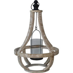 Φανάρι Esma 028417 35x35x52cm Natural Ξύλο,Γυαλί
