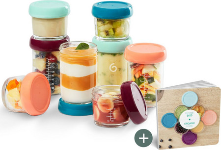 Babymoov - Glass Babybols Multiset - 4x120ml + 4x240ml + Recipe Book
