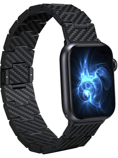 Pitaka Carbon Fiber Λουράκι Μεταλλικό Black (Apple Watch 42 / 44 / 45mm)