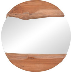 Καθρέπτης Alkmen pakoworld teak ξύλο σε φυσική απόχρωση Φ60x4εκ 338-000007
