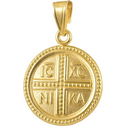 Μενταγιόν Κωνσταντινάτο Χρυσό Κ14 18mm - Βάπτιση 09576