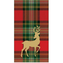 Χαρτοπετσέτες Guest Reindeer Tartan Red 10.8x19.8cm Caspari (15 Tεμάχια)