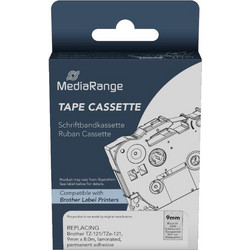 Ετικέτες Γενικής Χρήσης Mediarange (Brother TZ-121/TZe-121, 9mm, 8m, Laminated and Permanent Adhesive, Black on Clear) (MRBTZ121)