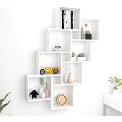vidaXL Ράφι Κύβος Τοίχου Λευκό 90x15x119 εκ. από Επεξεργασμένο Ξύλο 807178