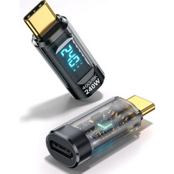 Techsuit - Αντάπτορας Databoost (a23) - USB-C, Ψηφιακή Ενδειξη Led, 40gbps, 8k60hz, Pd240w - Γκρι