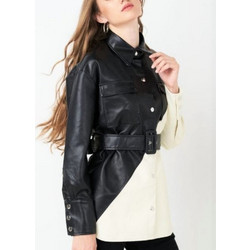 Jacket Overshirt Δέρμα - Ασπρόμαυρο