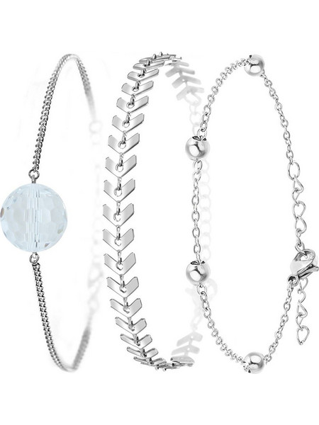 So Charm Σετ 3 Βραχιόλια διακοσμημένα με Κρύσταλλα Swarovski, Ασημί BS4390+B2882+B2371-A