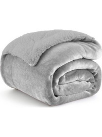 1+1 Δώρο Κουβέρτα Υπέρδιπλη Flannel Sherpa 220x240 Grey KP110