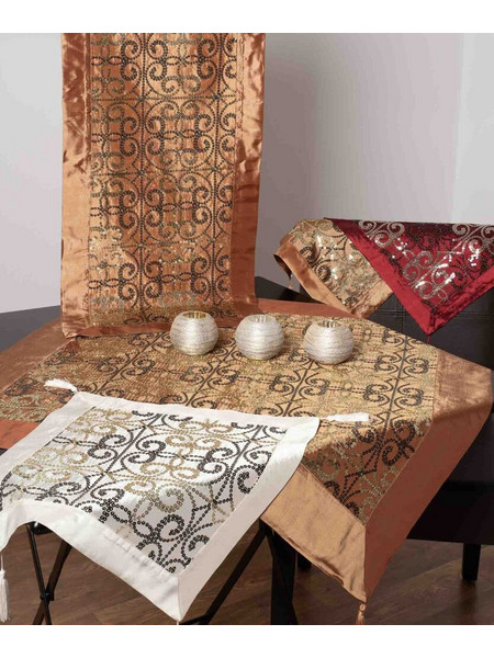 Σετ 7 τεμαχίων (90cm x 90cm 40cm x 110cm 2x60cm x 60cm 2x 40cm x 40cm 140cm x 140cm) 6309 χρυσό Silk Fashion