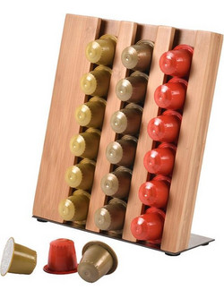 Θήκη για κάψουλες Nespresso από μπαμπού Υ32x25x23εκ
