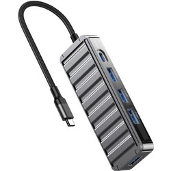 XO HUB015 USB Hub 3.0 USB-C με 5 Θύρες USB-A / USB-C & Εξωτερική Παροχή Ρεύματος