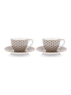 Set/2 Espresso Cups and Saucers Blooming Tales Khaki