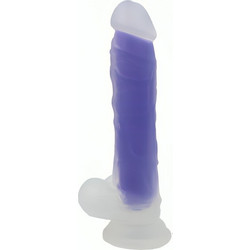 Φωσφοριζέ Ρεαλιστικό Dildo Glow in the Dark Σιλικόνης με Ισχυρή Βεντούζα - Μωβ