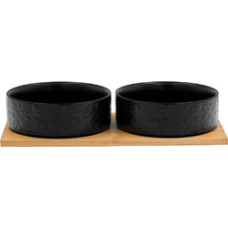 LIBERTA FLEURS ΜΠΩΛ 30x15x5.5cm ΠΟΡΣΕΛΑΝΗ ΜΑΥΡΟ ΦΥΣΙΚΟ BAMBOO