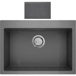 Crown Quadra Q-60 Ένθετος Νεροχύτης Γρανίτη Titanium 60x50cm