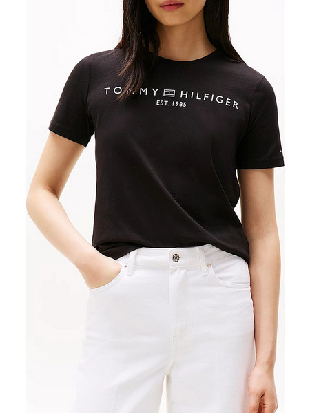 TOMMY HILFIGER REG CORP LOGO C-NK SS WW0WW40276-BDS Black