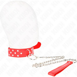Kink Ring Rivet Strap Necklace with Belt 65cm Red