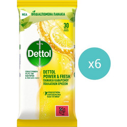 Dettol Anti-Bacterial Surface Wipes Power & Fresh Lemon 180τμχ