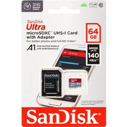 Sandisk Ultra microSDXC 64GB Class 10 U1 UHS-I 140MB/s + Adapter