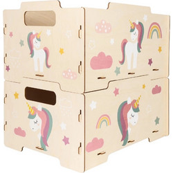 Κουτιά Αποθήκευσης Παιδικά Unicorns 5590 (Σετ 2τμχ) 26,5x34,5x18,5cm Pink Ango Ξύλο