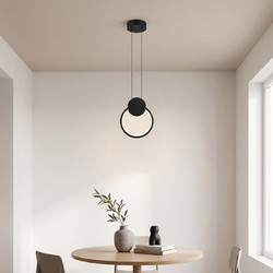 Φωτιστικό οροφής Ganden pakoworld led μαύρο μεταλλικό Φ26,5x20εκ BLACK METAL - ACRYLIC 26.5X26.5X20