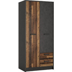 PoliHome Δίφυλλη Ντουλάπα Ρούχων Nebraska Καφέ 87x60x196cm 161325829