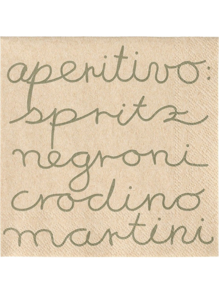 Χαρτοπετσέτα Cucina Italiana Cocktail Aperitivo (Σετ 20Τμχ) RD0018740 25x25cm Beige-Olive Χαρτί