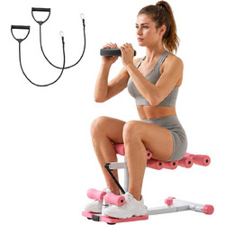 VEVOR Μηχάνημα Deep Squat Ρυθμιζόμενο με 3 Λάστιχα Αντίστασης, Αναδιπλούμενο, για Γλουτούς και Κορμό, Ροζ/Λευκό SXSDJPZZLSGZVOTU1001V0