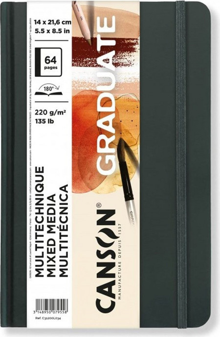 Graduate Canson Mixed Media Long Side Book 220gr 14x21.6cm 64 pages