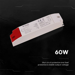 V-TAC 24269VT Τροφοδοτικό LED Πλαστικό 60W 12V 5A Λευκό IP44 220x41x30