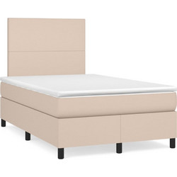 vidaXL Κρεβάτι Boxspring με Στρώμα & LED Συνθ. Δέρμα (Κωδ. 3017271)