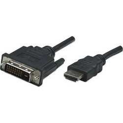 Manhattan Cable DVI-D male - HDMI male 1m Μαύρο (322782)