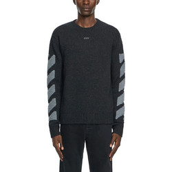 DIAG FUZZY LOGO PRINT CREW NECK SWEATER MEN OFF-WHITE