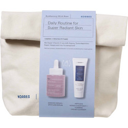 Korres Daily Routine Super Radiant Skin Apothecary Wild Rose Spotless Serum 30ml + Greek Yoghurt Foaming Cream Cleanser 20ml + Neseser