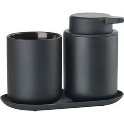 Zone Denmark Σετ Μπάνιου 3 Τμχ Stoneware/Inox 18x9,5x13,5 Εκ. - Ume Black