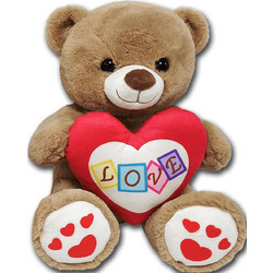 Valentine Teddy Bear - Καφέ Αρκουδάκι με Καρδιά LOVE