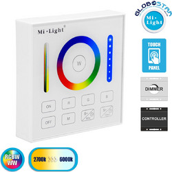 GLOBOSTAR(R) 73425 MiBOXER B0 AURORA RGB+CCT Ασύρματο Χειριστήριο Τοίχου Αφής 1 Ζώνης 5CH DC 3V 2xAAA Μπαταρίες IP20 - RF 2.4GHz + Εμβέλεια 30m - M8.6xΠ8.6xΥ1.6cm