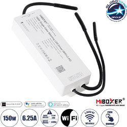 GLOBOSTAR(R) 71438 MiBoxer WL1-P150V24 CORE Smart Τροφοδοτικό Dimmer / Controller 1CH AC 200-240V σε DC 24V 6.25A 150W Max Αδιάβροχο IP67 - WiFi + RF 2.4GHz + Push Dimming - M22.5xΠ7xΥ3.5cm
