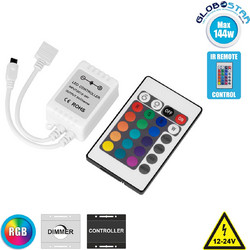 GLOBOSTAR(R) 73403 PRISM RGB Controller 3CH DC 12-24V 6A 144W Max IP20 - IR Ασύρματο Χειριστήριο - M5.1xΠ3.5xΥ2.3cm