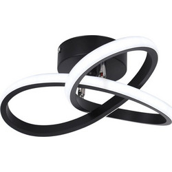 Powertech HLL-0113 Πλαφονιέρα Οροφής 26εκ. Μαύρη με Ενσωματωμένο LED