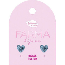 FARMA BIJOUX KIDS ΥΠΟΑΛΛΕΡΓΙΚΑ ΣΚΟΥΛΑΡΙΚΙΑ ΜΠΛΕ ΚΑΡΔΙΕΣ ΓΚΛΙΤΤΕΡ 8mm