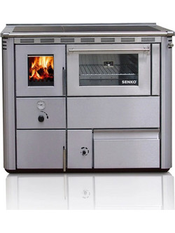 Senko C-25 Inox Mat Ξυλόσομπα Καλοριφέρ Αερόθερμη με Φούρνο