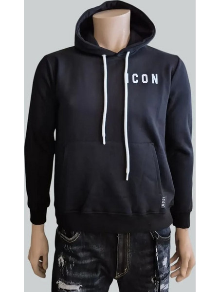 ICON Ανδρικό Φούτερ Hoodie με Logo στην Κουκούλα, σε χρώμα Μαύρο