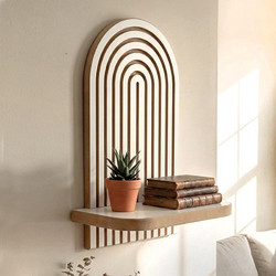 Ραφιέρα τοίχου Artwill Megapap Mdf χρώμα λευκό - oak 26x13x35εκ