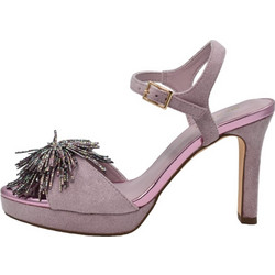 Menbur Γυναικεία Πέδιλα Suede Nude με Χοντρό Ψηλό Τακούνι και Φιάπα 24092-0030